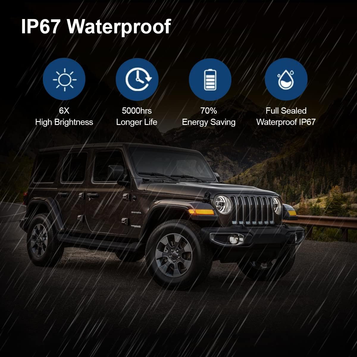 4PCS LED Turn Signal Lights for Jeep Wrangler JL 2018-2020: Sequential Flashing Amber&White DRL Led Fender Lights Kits,Smoked Len Side Marker Turn Signal Lights,Waterproof Parking&Turn Signal Lamps