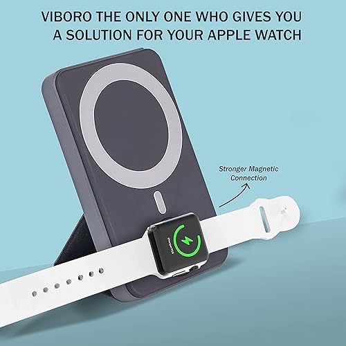 Miniatura 2 de VIBORO Banco de energía inalámbrico magnético con cargador de Apple Watch, cargador inalámbrico para iPhone 141312 y para iWatch 45678, paquete de