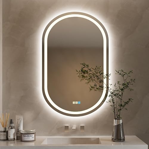 LED Bathroom Mirror, Oval, 20X28 inches