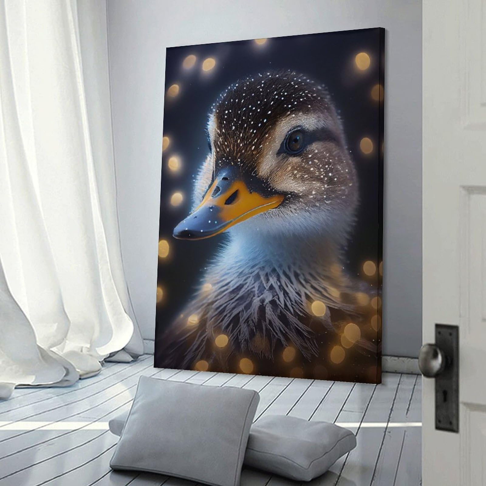 Junmoney Glowing Duck Portrait Room Decor Wall Art, 16x24inch(40x60cm), for Home Office, Desk Area Or Studio, An Interior Accent for Desk Areas