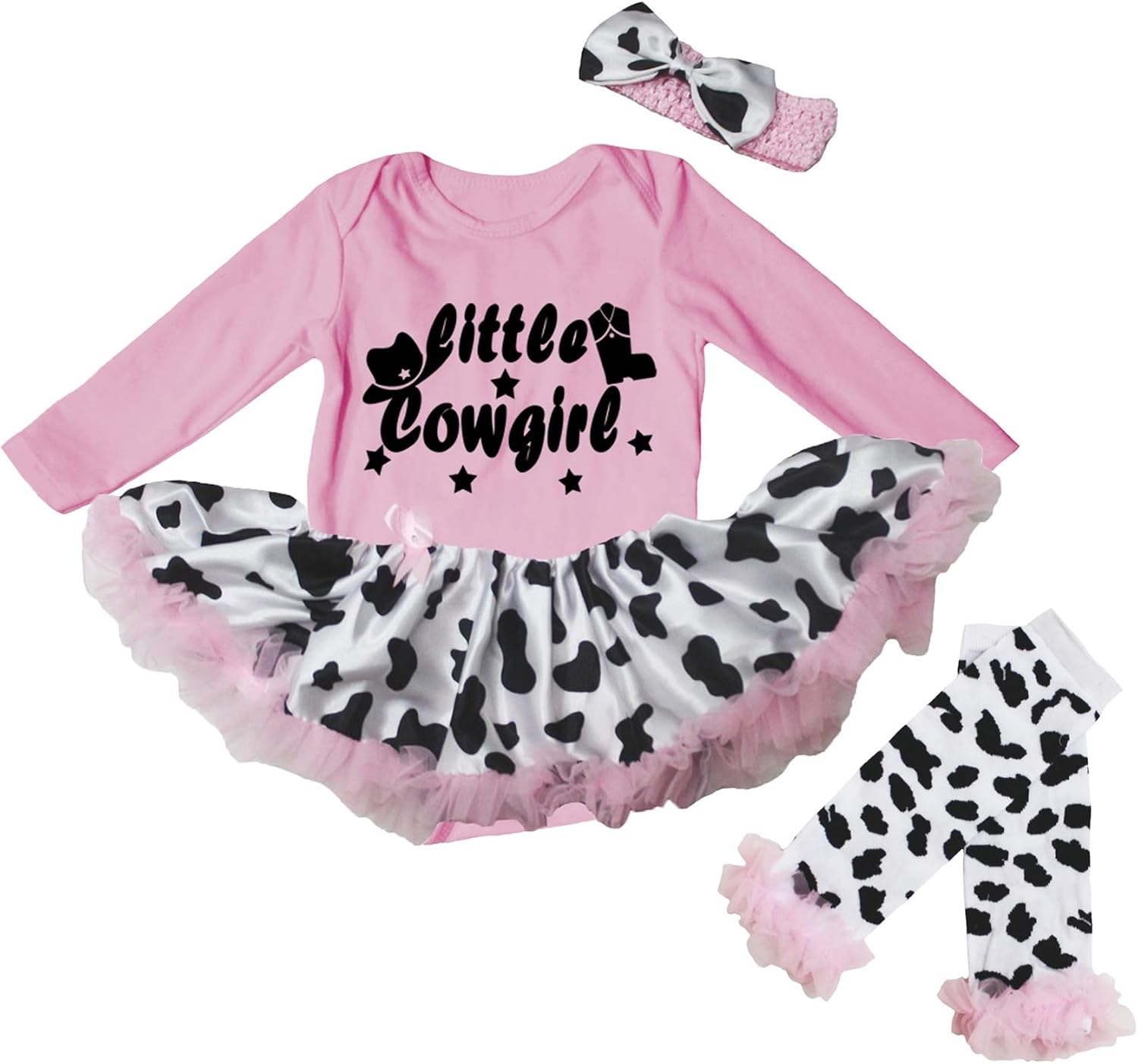 Petitebella Little Cowgirl Boot and Hat Star L/S Baby Dress Leg Warmer Nb-18m