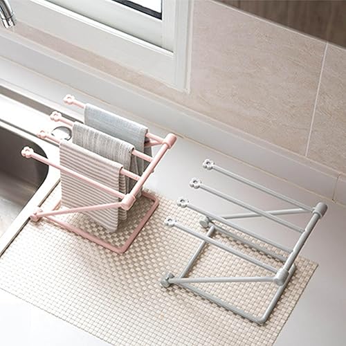 Miniatura 6 de Estante de secado de paños de cocina para encimera para cocina, soporte plegable de 4 brazos, soporte vertical para toallas de mano, soporte para