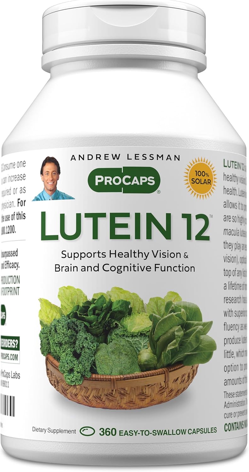 ANDREW LESSMAN Lutein 12 mg - 360 Softgels - Ultra-High Levels of Lutein. Powerful Anti-Oxidant Carotenoid. Supports Eye Health and Promotes Healthy Vision and Skin.