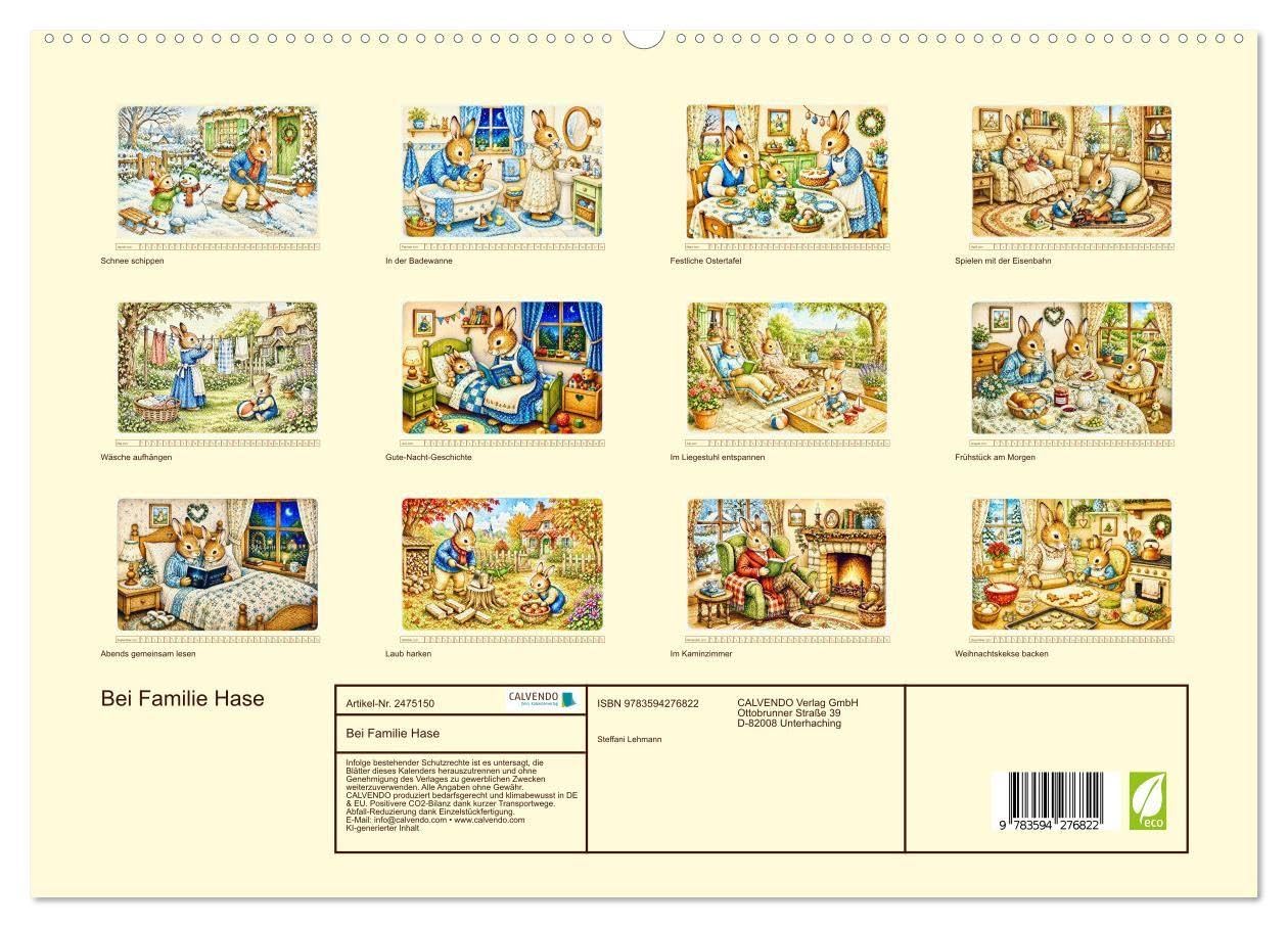 Bei Familie Hase (hochwertiger Premium Wandkalender 2027 DIN A2 quer), Kunstdruck in Hochglanz: Ein Jahr voller Liebe für die ganze Familie (CALVENDO Kunst)