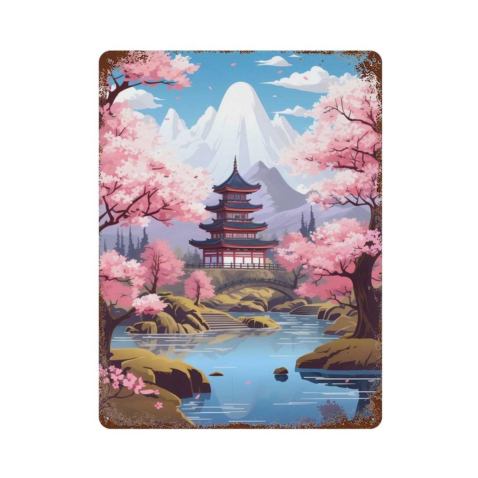 Morning in Land of Chinese Rust Effect Tin Sign 15.7"x11.8", Ideal for Farmhouse, Kitchen And Entryway Decor