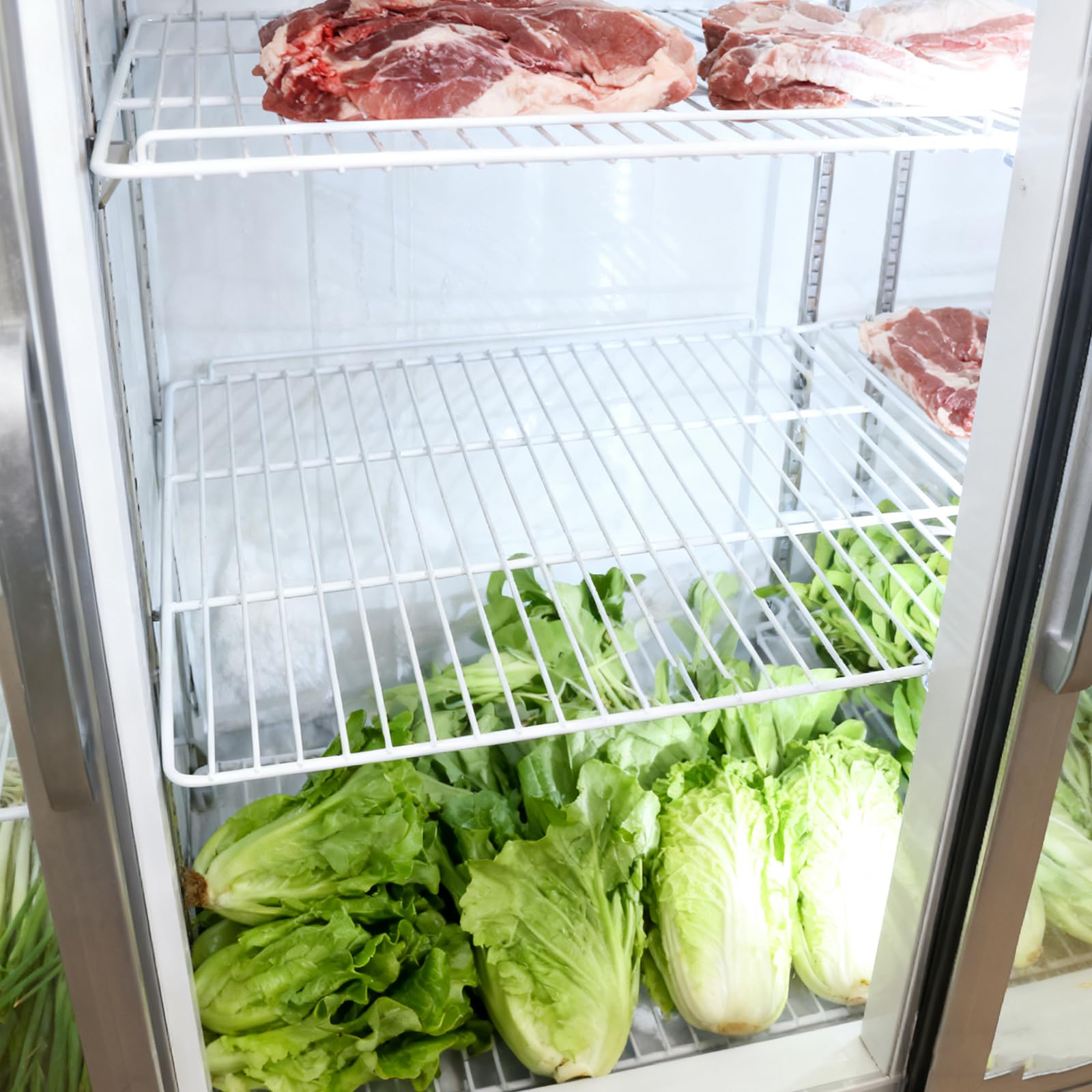 Ripiano Congelatore in Metallo 43,5X30 CM Barriera Laterale, Divisorio per Armadio Verticale e Organizer Contenitori per Freezer e Mini Frigorifero
