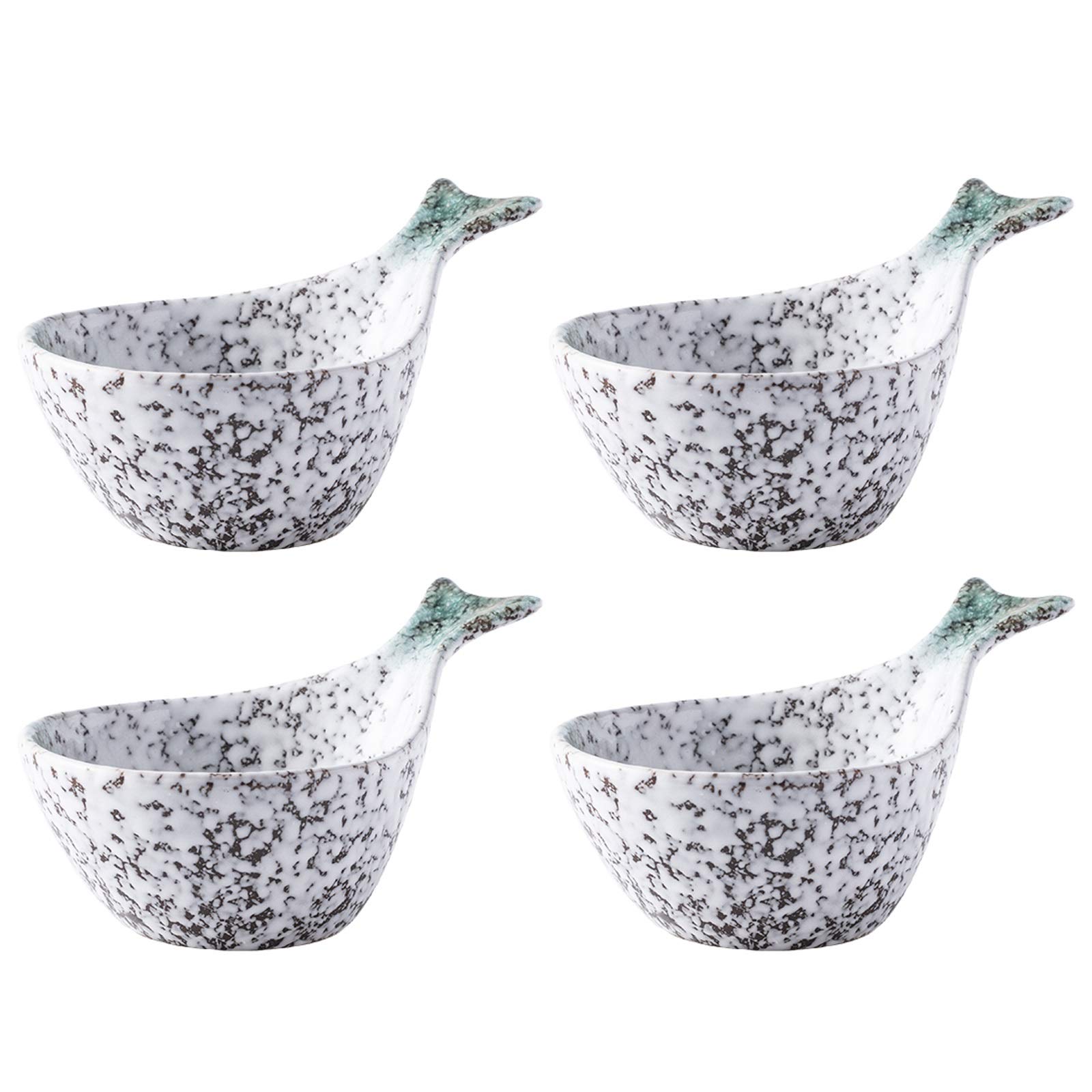 Ciotoline per aperitivo Salsa piatto divertente insalata di frutta a forma di pesce dessert ciotola di tuffo in ceramica / immergere ciotole per salsa di pomodoro, soia e altri party cena - set di 4 (