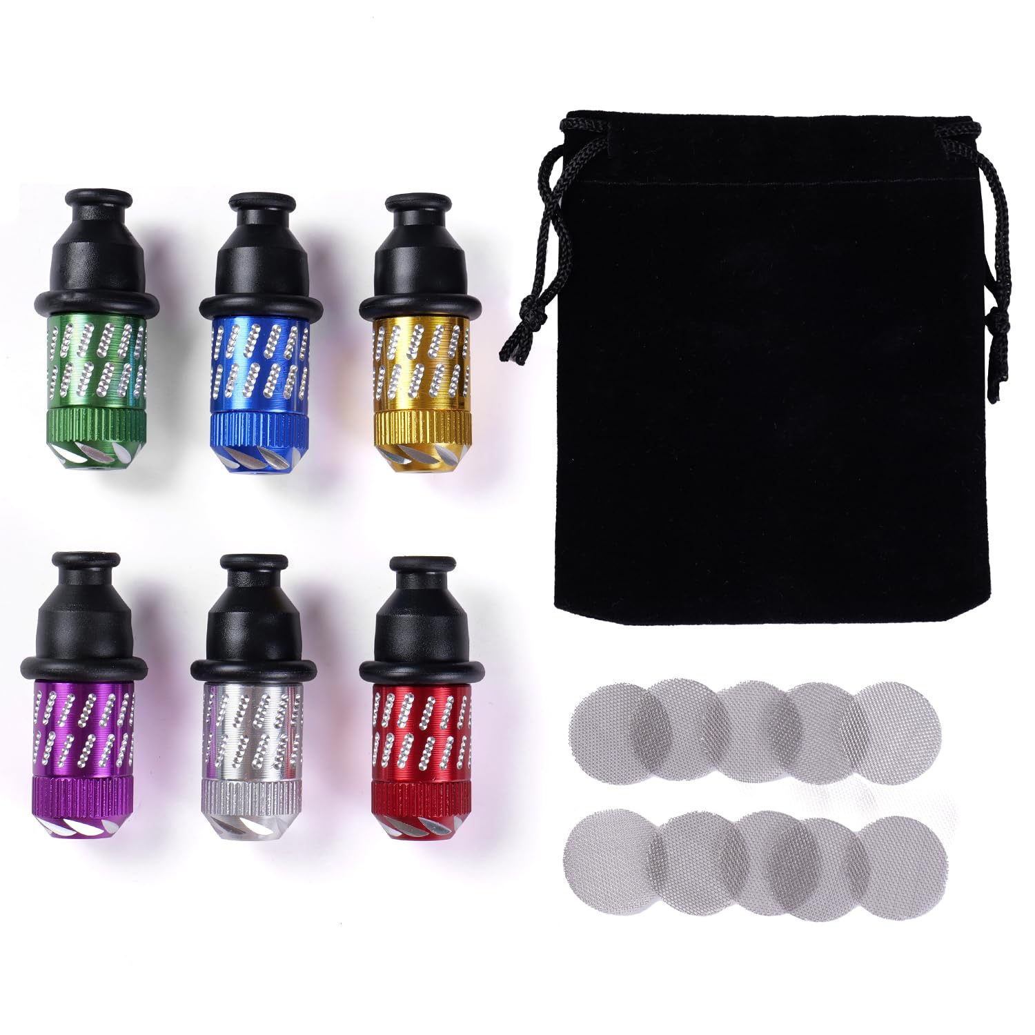6 Pack Mini Tobacco Pipe Portable Travel Set, Multicolor Aluminum