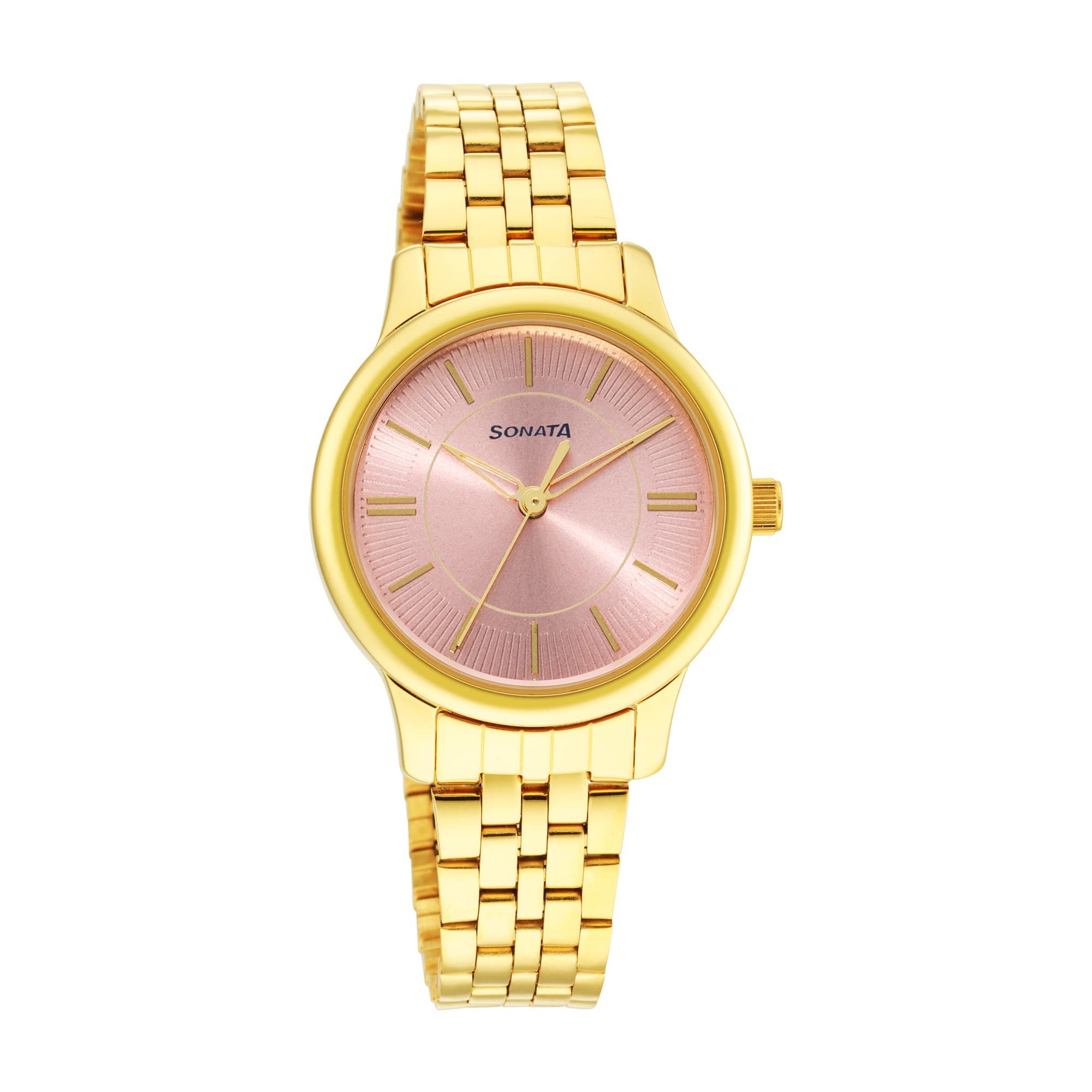 SonataClassic Gold Analog Pink Dial Women's Watch-8178YM02, Pink