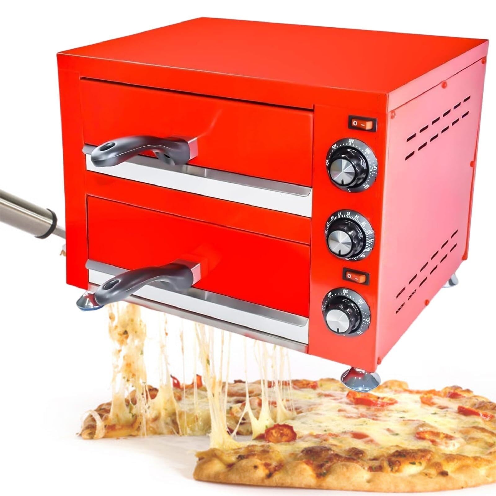 DJCDDM Indoor Pizza Oven Countertop, Electric Pizza Oven Commercial Pizza Oven, Stainless Steel Pizza Maker with 60 Minutes Timer(220V)