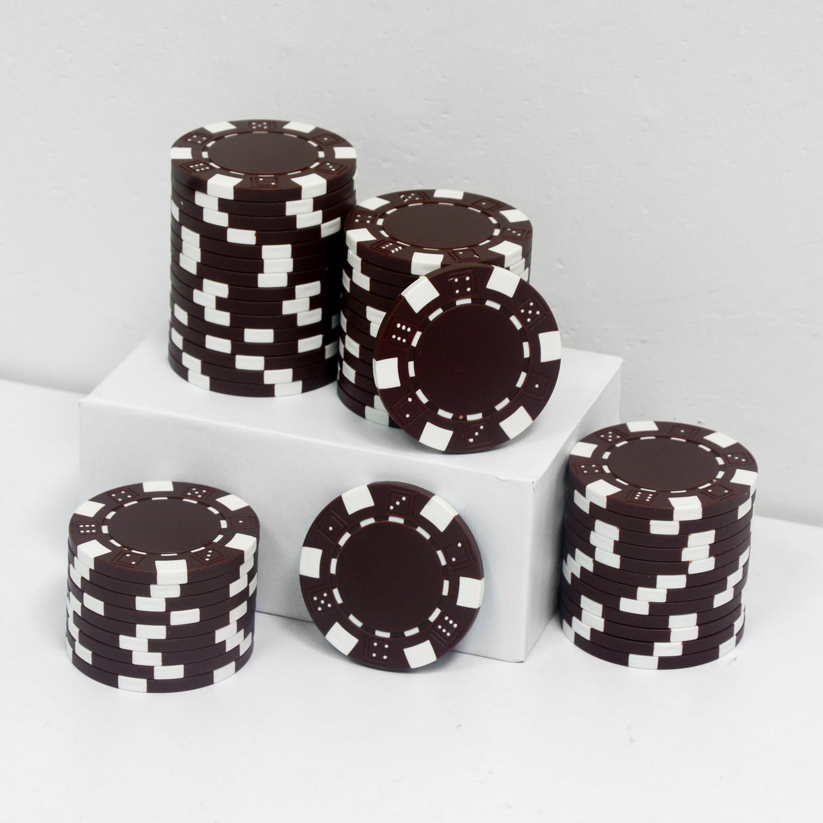 JIESITE 11.5 Gram Poker Chips ABS Monte Carlo Poker Chips Casino Grade Poker Chip for Texas Hold'em, Blackjack,Card Night Poker Games-Pack of 50 (Brown)