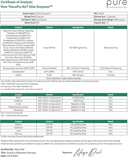 Miniatura 7 de Pure Therapro Rx Elite Enzymes Suplemento de enzimas digestivas extra fuertes para mujeres y hombres, 90 cápsulas veganas