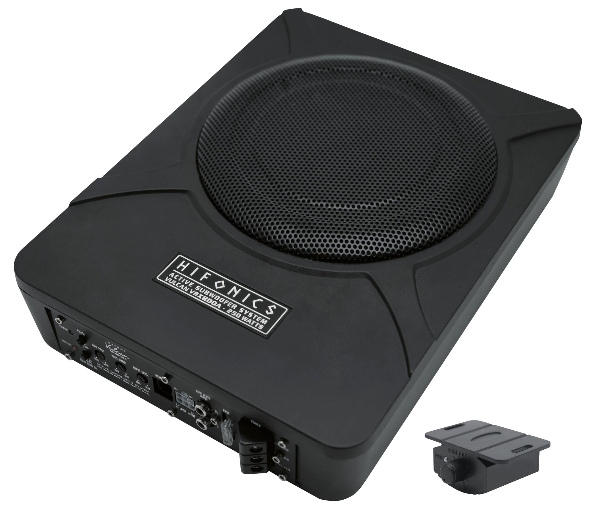 Hifonics VRX800A | 20 cm aktywny subwoofer pod siedzeniem o mocy 250 W maks.