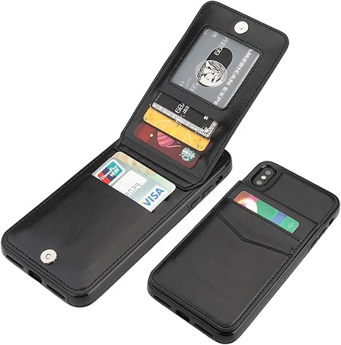 KIHUWEY Funda compatible con iPhone Xs Max con soporte para tarjeta de crédito, cierre magnético de cuero de alta calidad, resistente funda