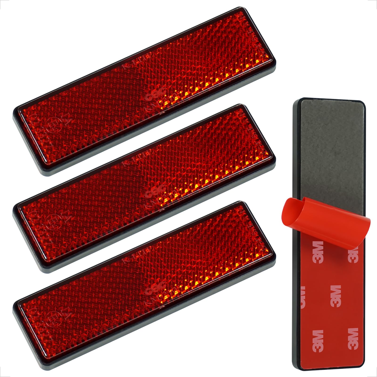 evermotor Reflektoren Motorrad 4 Stück, E4 E-geprüft hinten rot 94 X 27.5 X 9 mm selbstklebend Rückstrahler Scheiben Katzenauge Roller Quad Kennzeichenhalter