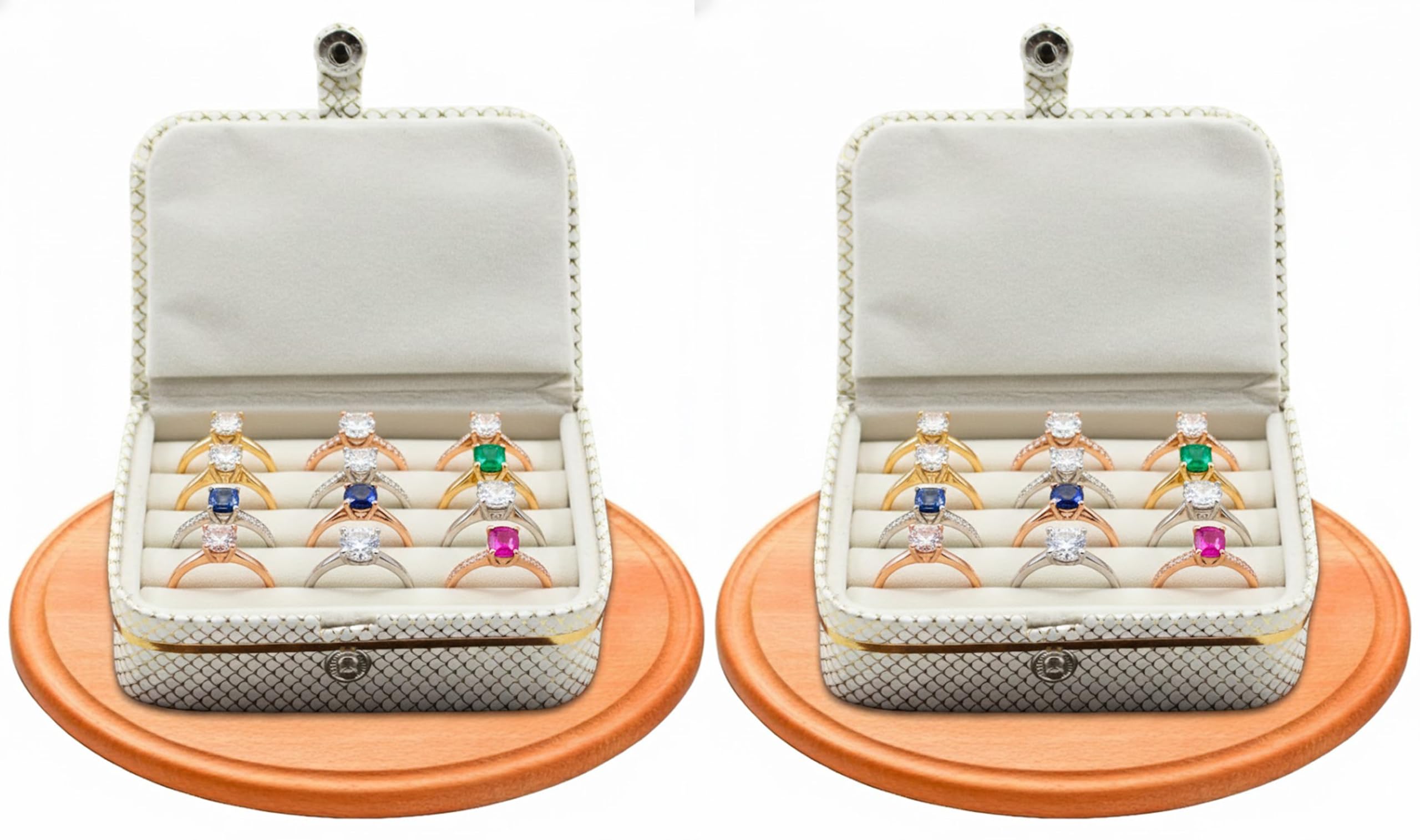 Atorakushon Pack of 2 Multipurpose Brown Ring Box Ring case jewellry Pouch Travelling Box