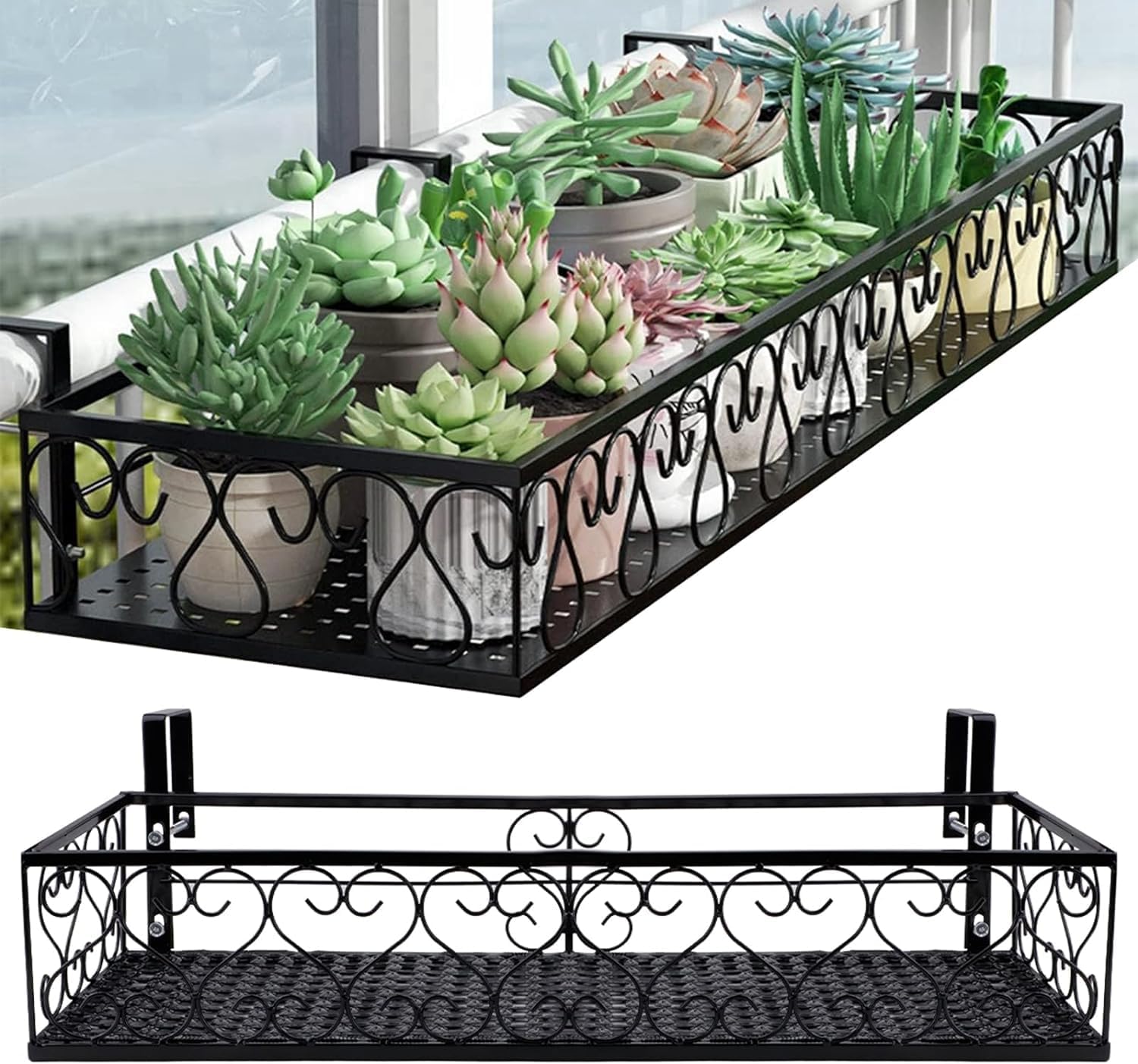 Maosen Ganchos Para Plantas De 16 Pulgadas Para Exteriores, Paquete De 2 Unidades, Color Negro, Soporte Resistente Para Colgar Plantas, Cestas De Flores, Macetas, Comederos De Pájaros, Linternas
