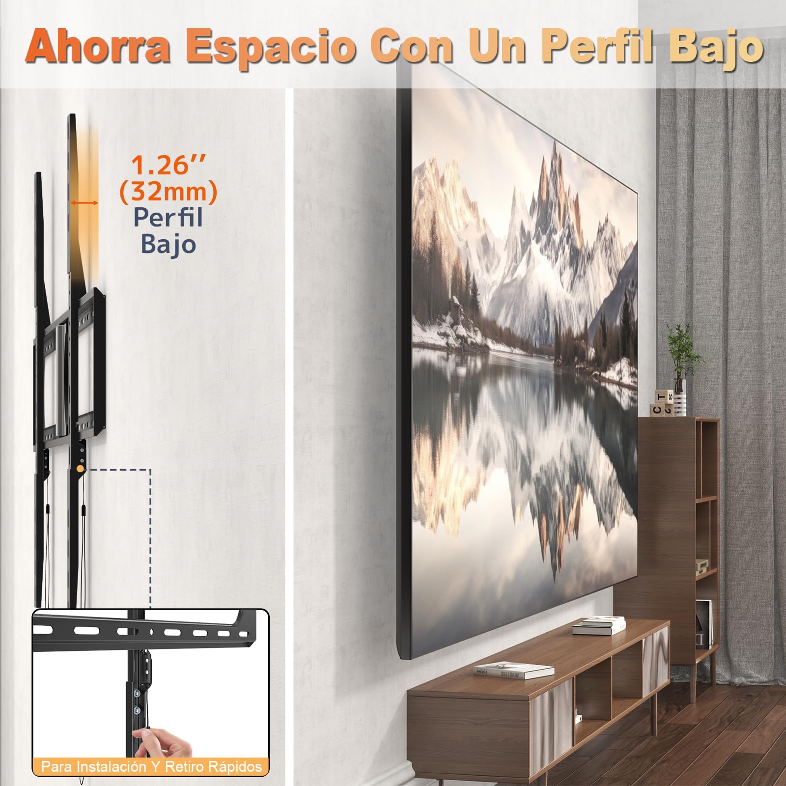 Soporte de Pared Universal para televisores de 37 a 140 Pulgadas, hasta 125 kg, máx. VESA 1200 x 800, Color Negro