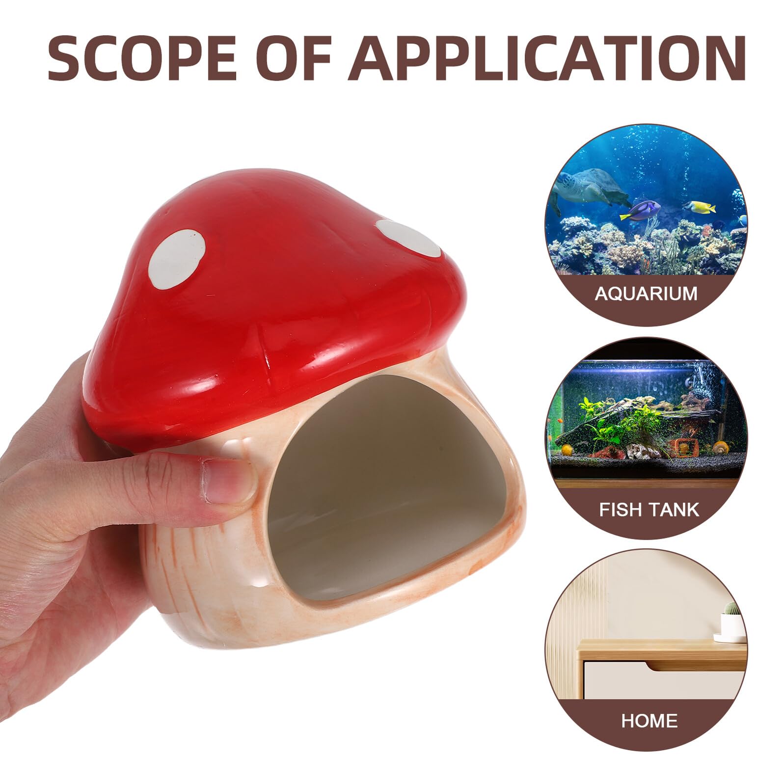 Cachette pour Betta et Crevettes Céramique Maison Champignon Aquarium Refuge de Repos et Reproduction Décor Adapté pour Poissons Rouges et Pleco Abri Naturel pour Aquarium