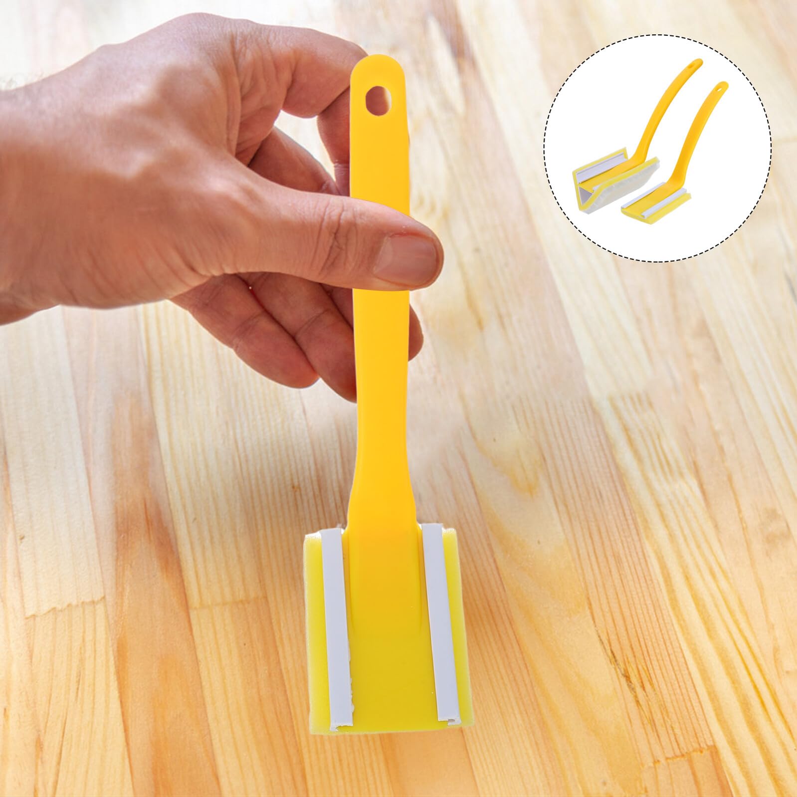 WOONEKY Pennello per Angoli di Pittura Murale Triangolare Giallo 2 Pezzi in Plastica Finitura Professionale ed Ergonomico per Progetti di Rifinitura e Nuove Costruzioni