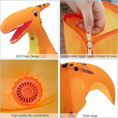 Miniatura 3 de Disfraz inflable de dinosaurio para adultos, traje realista de T-Rex, disfraz de dinosaurio para fiestas de niños y Halloween (dinosaurio-Y)