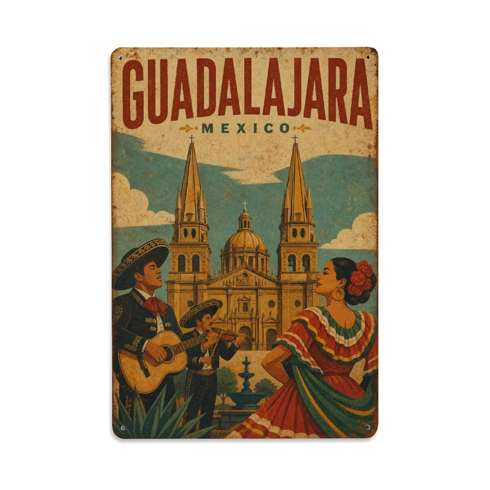 Travel Retro Mexico Guadalajara Metal Tin Sign