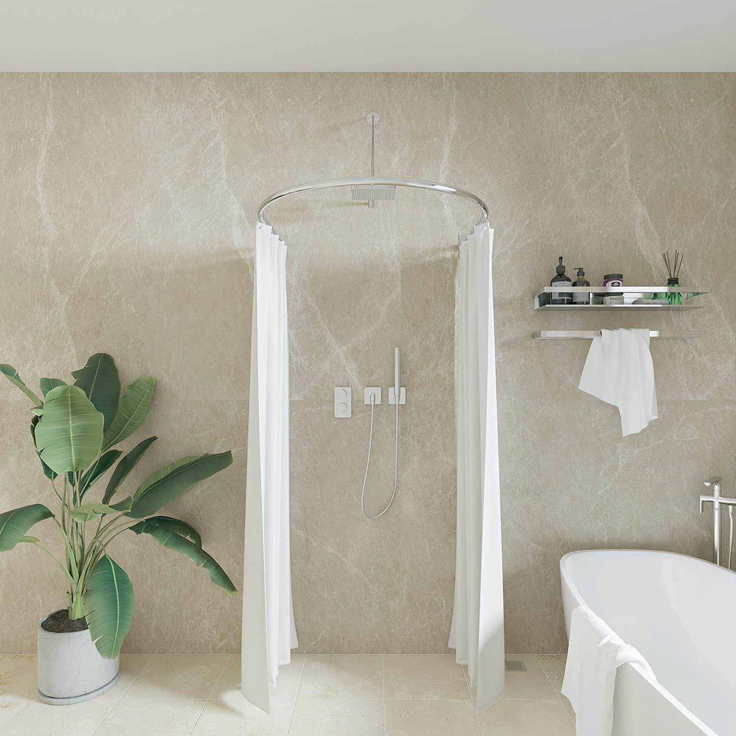 Best Cyber Deals 🔥 Naiture Half-Oval Stainless Steel Shower Curtain Rod with Swivel Ceiling Support in 36 L X 36 W, Chrome Finish Exclusive Discount 80% Offer Naiture Half-Oval Stainless Steel Shower Curtain Rod with Swivel Ceiling Support in 36 L X 36 W, Chrome Finish