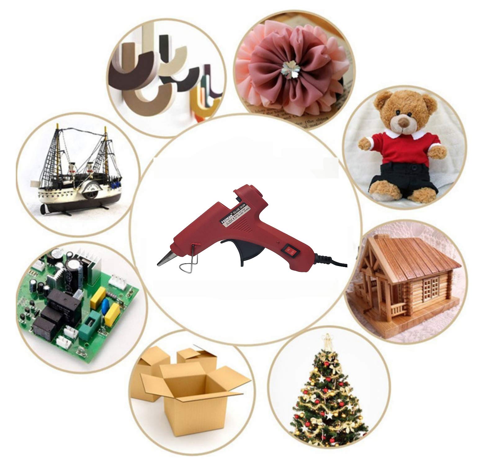 Fadman Electric 20W Red Mini Hot Melt Glue Gun With 25 Pcs Hot Melt Glue Stick Standard Temperature Corded Glue Gun (7 mm) 3