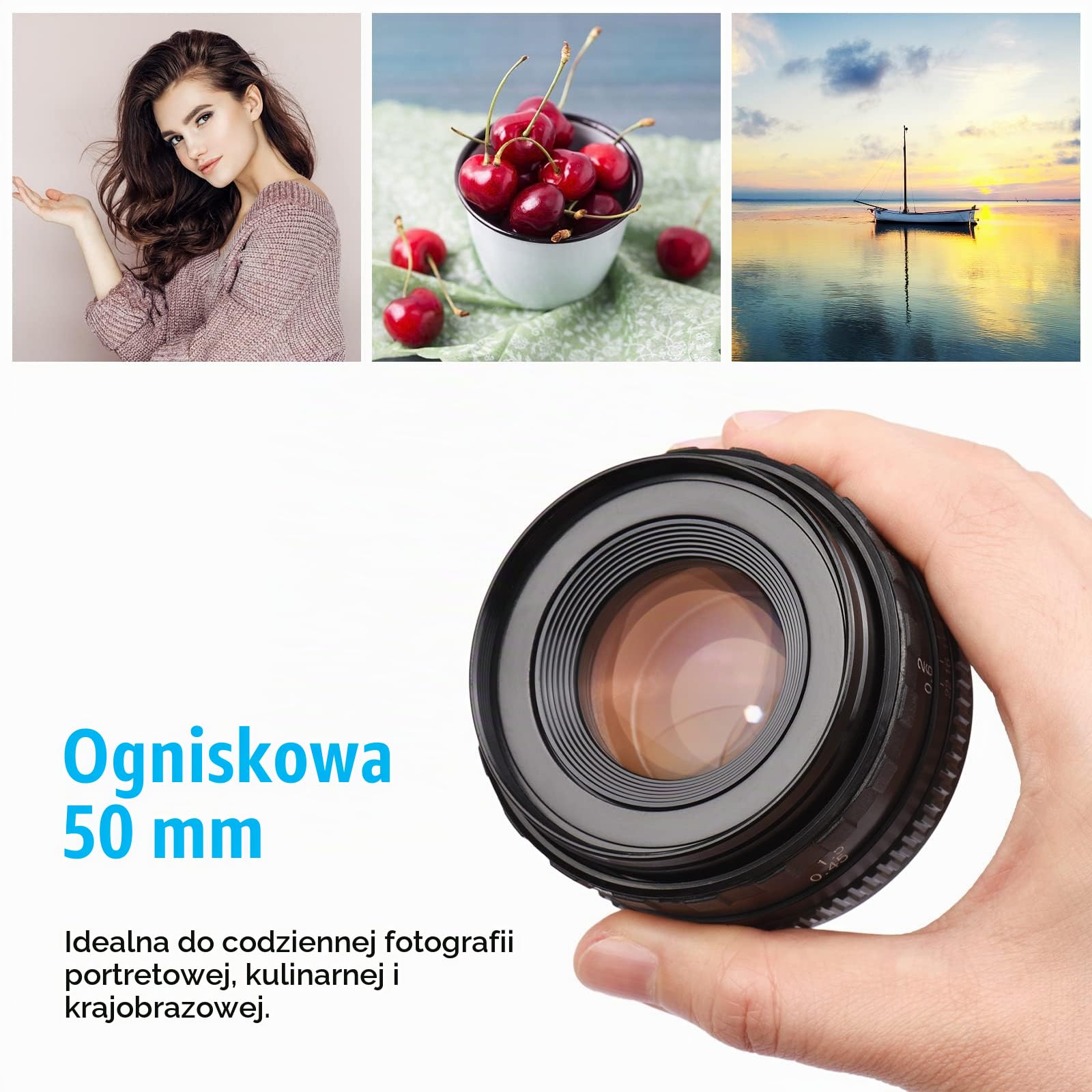 Andoer 50 mm F1.7 Obiektyw aparatu z dużym przysłoną ręczne ustawianie ostrości Zamiennik obiektywu PK do aparatów Pentax K1/K-1 Mark II z pełną ramką