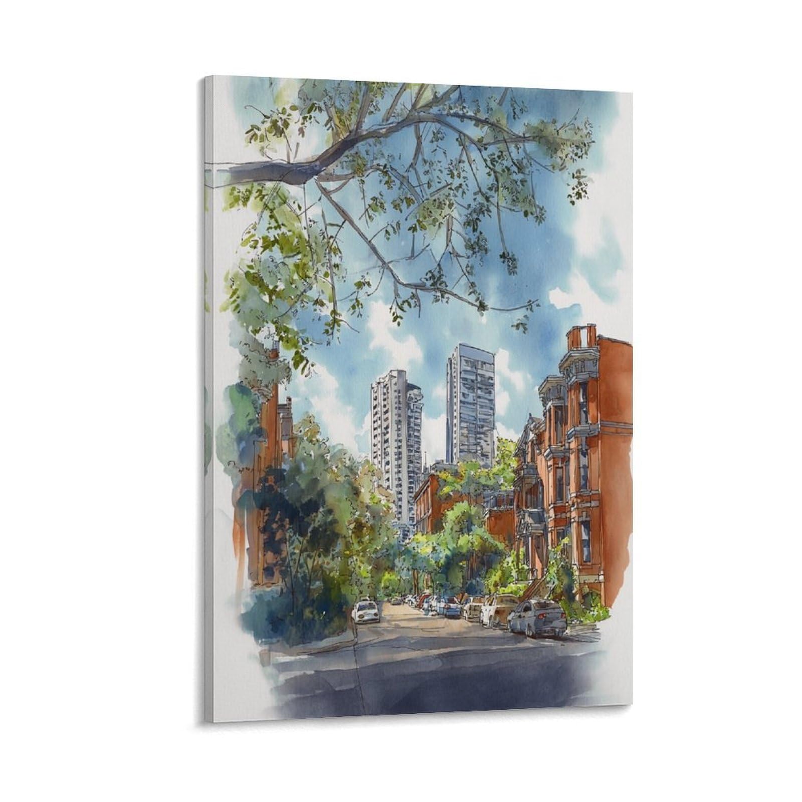 LCYNNH New Orleans Watercolor Print_ Cityscape Travel Poster 20x30inch(50x75cm) Vintage Watercolor Canvas Art