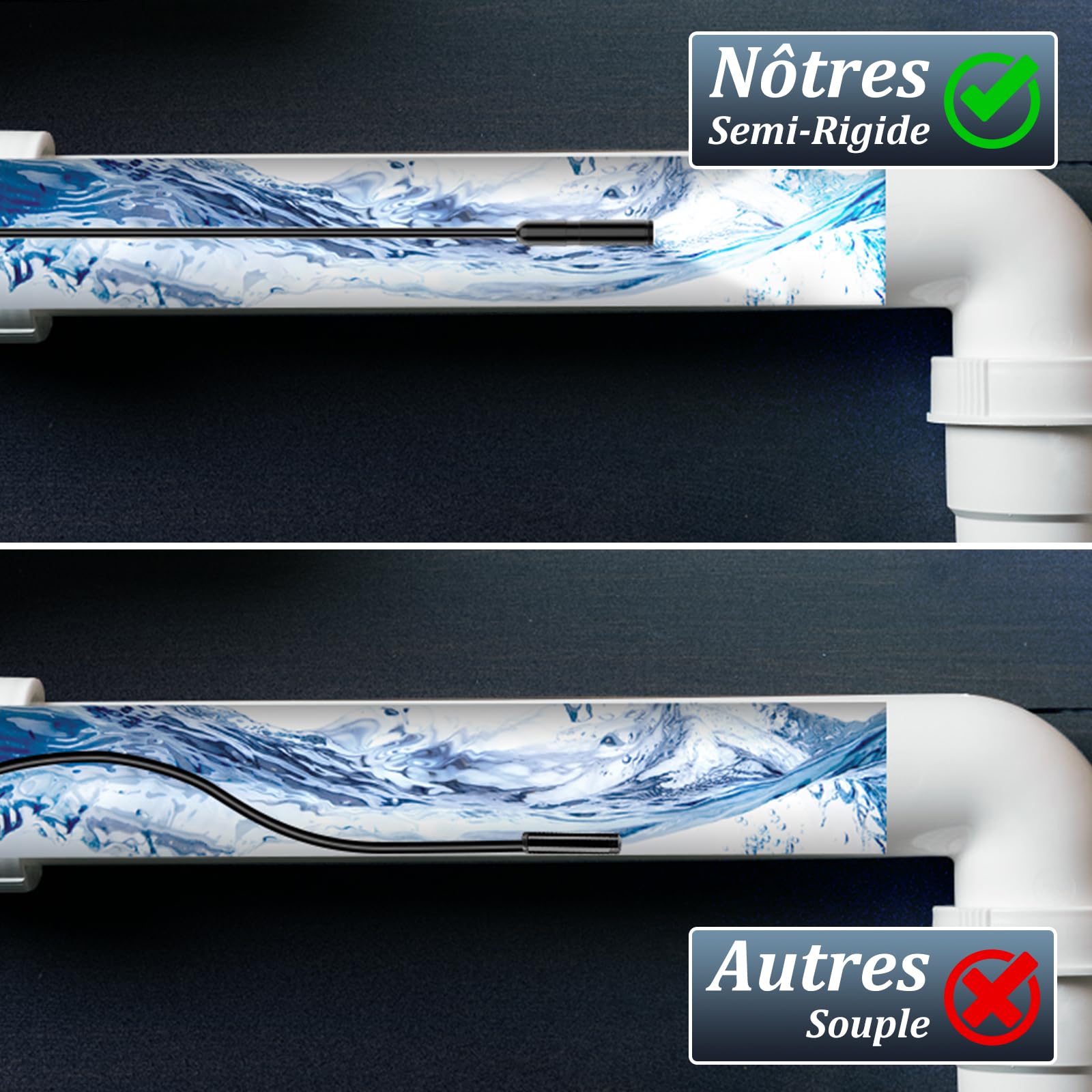 Camera Endoscopique D'inspection 1920P HD Serpent, Caméra de Type C avec 8 lumières LED, Pas de WiFi Camera Inspection Canalisation pour Smartphone Android et iOS, iPad (16,5 FT/5M)