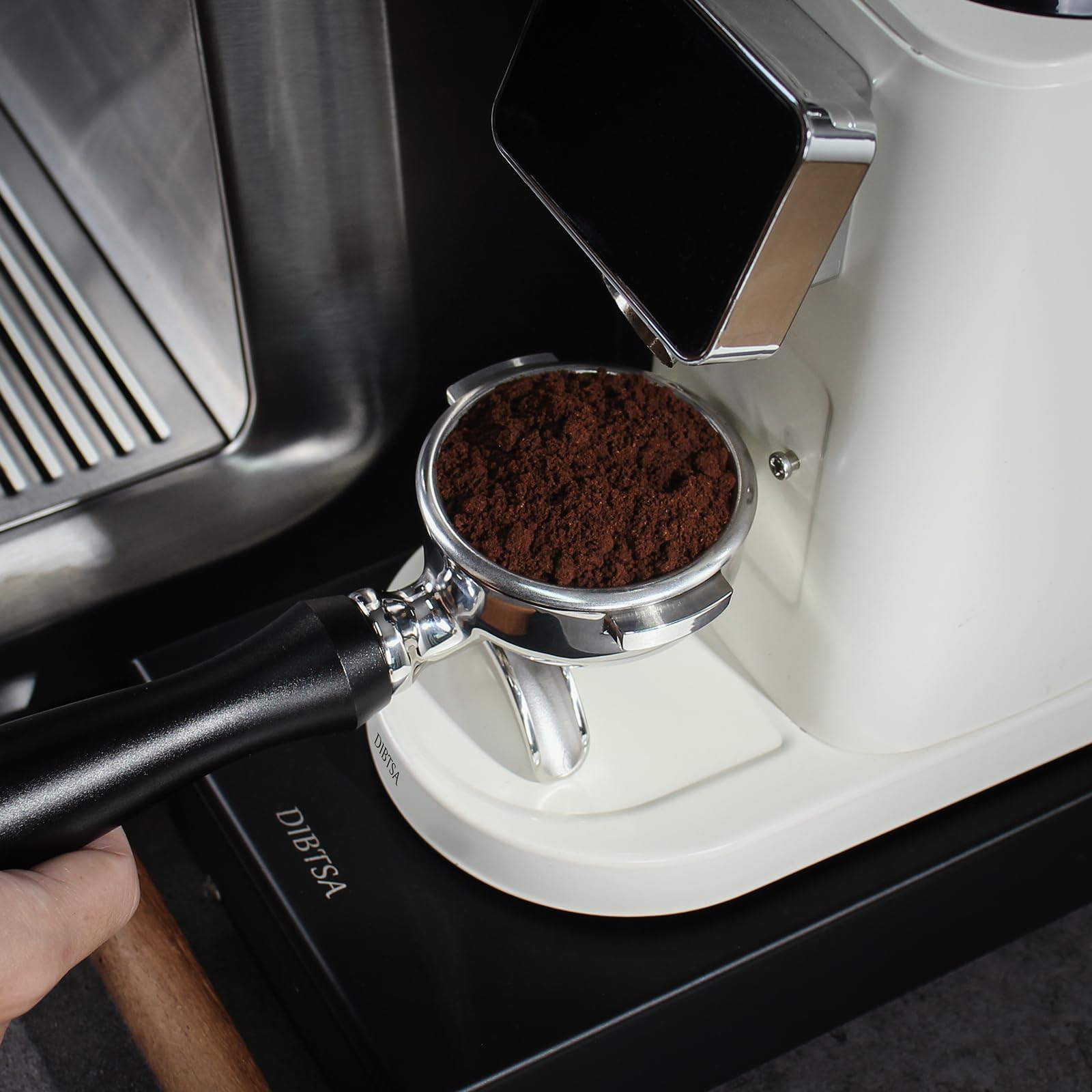 Espresso SiebträGer 58mm Doppelauslauf FüR Kompatibel mit E61-Brühgruppe, Flair 58, ECM, Rocket, Sanremo, Synesso, Slayer Ersatzteile für Espressomaschinen,Griff Aus Eloxiertem Aluminium