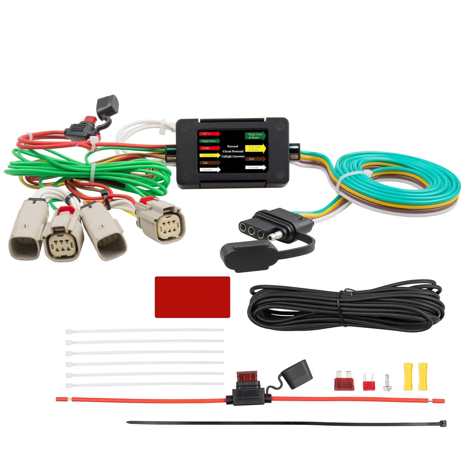 Oyviny 56468 4 Pin Trailer Wiring Harness for 2021-2024 Ford Bronco with LED Taillights, Vehicle-Side Flat Tow Hitch Wiring for Powering Trailer Taillights