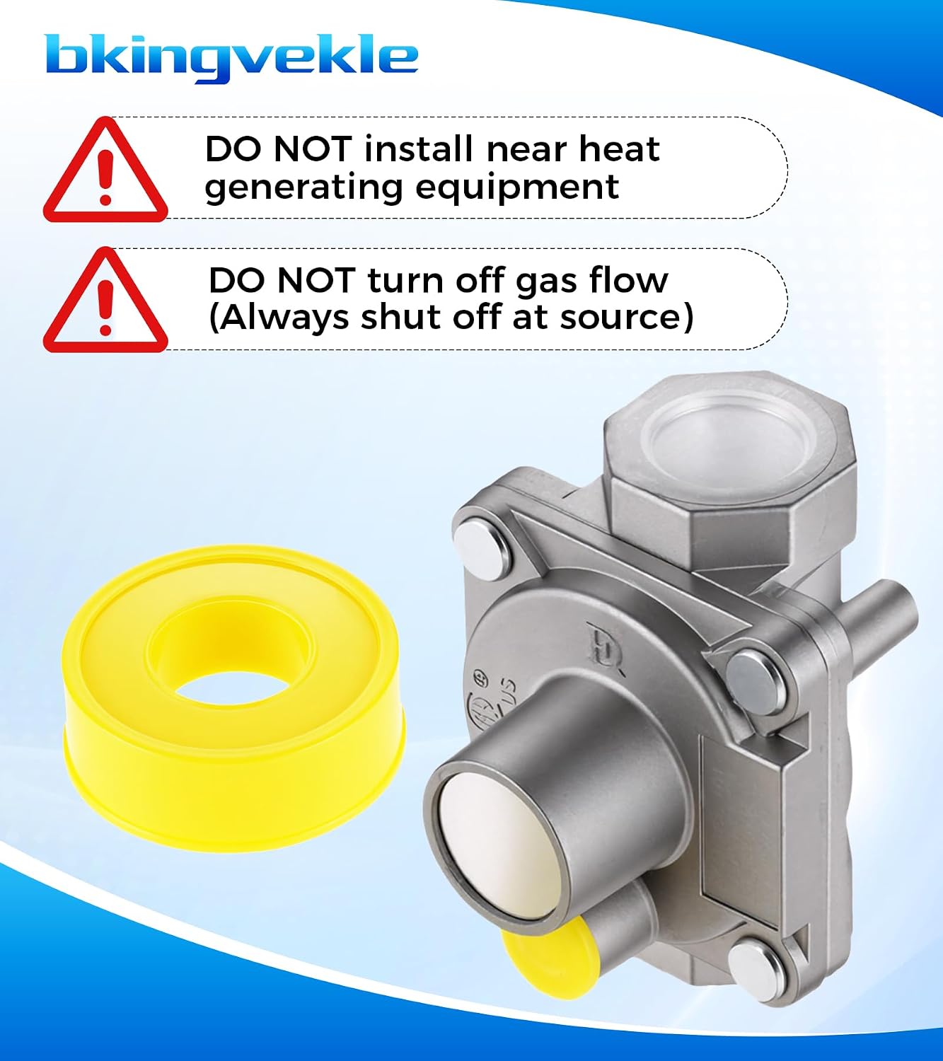 3/8" -18 NPT Natural Gas Regulator, Low Pressure Propane Regulator with 7" Inlet 5" Outlet Water Column Gas Pressure Regulator for Gas Grill with Pipe Thread Tape