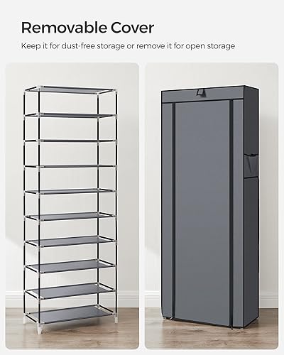 Vista 16 de Zapatero Songmics de diez niveles para el armario con tapa. Organizador para almacenar zapatos Negro