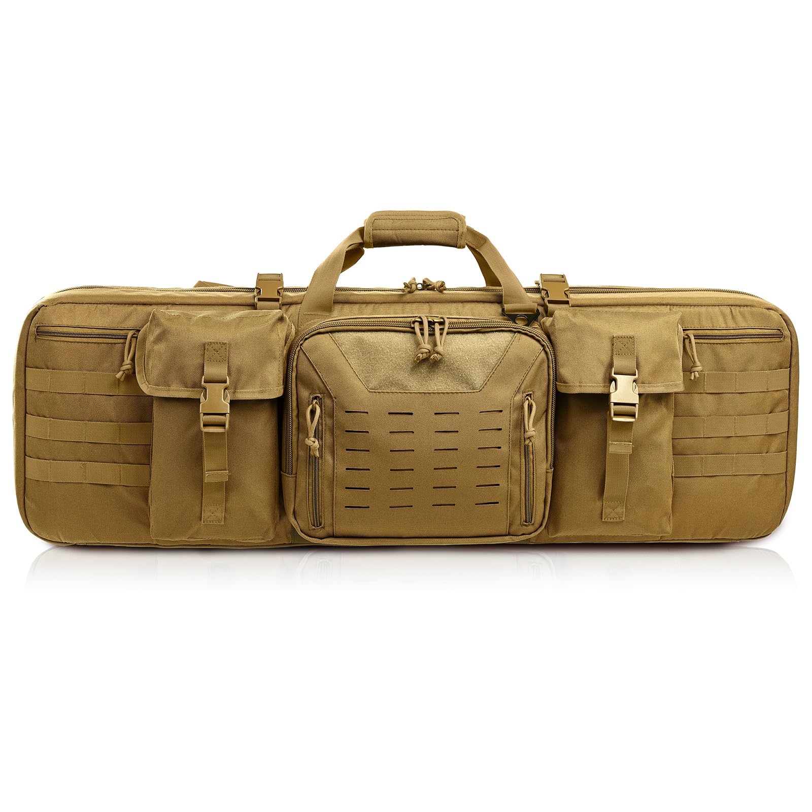 Tactical Pistol Range Bag for 3 Handguns, Gun Range Bag with 6 Magazine Slots, Lockable Zippers, Ammo Storage, MOLLE Handgun Case for Shooting Range Accessories