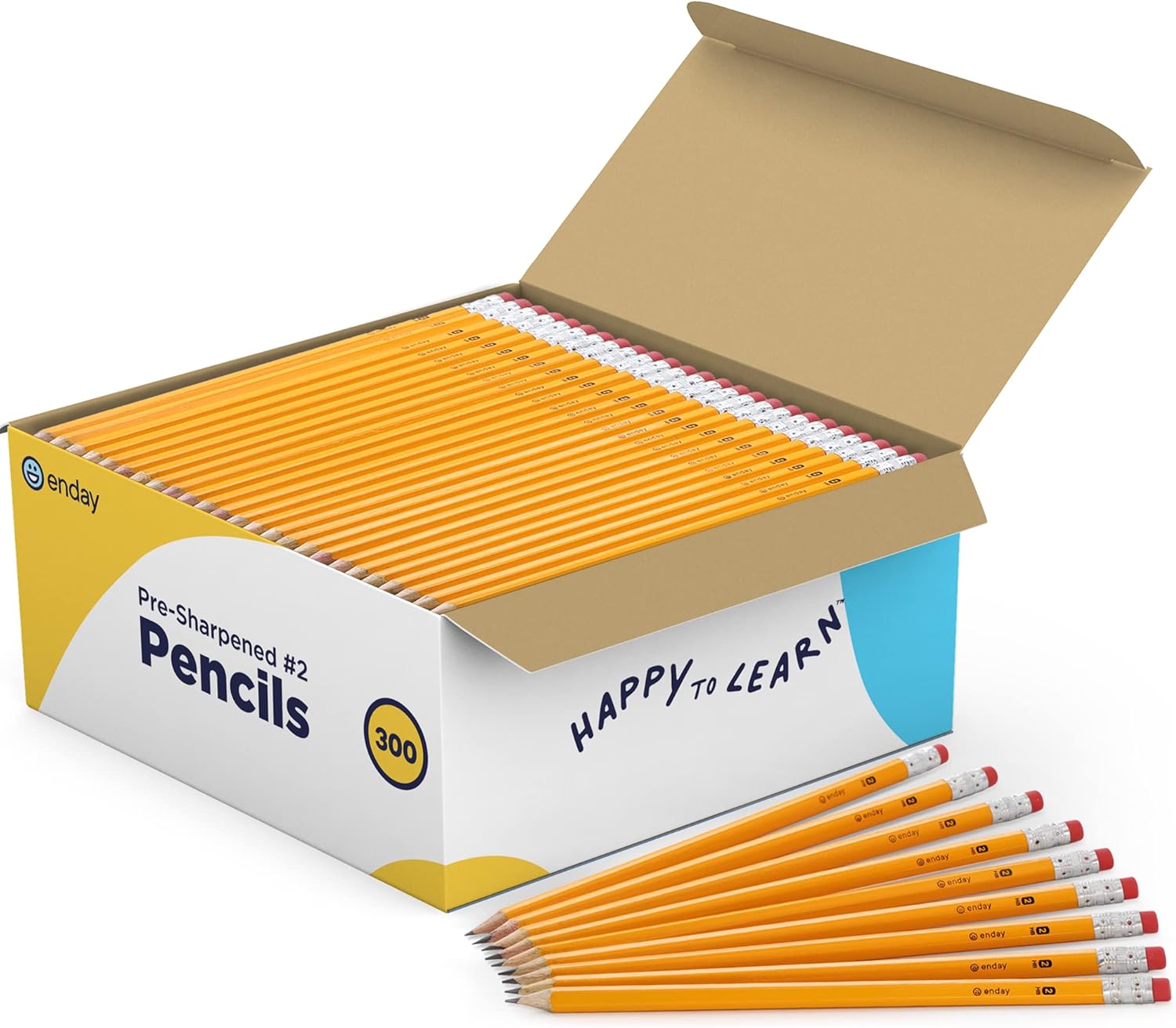 Enday 2 Pencils Bulk 300 Pack, PreSharpened WoodCased