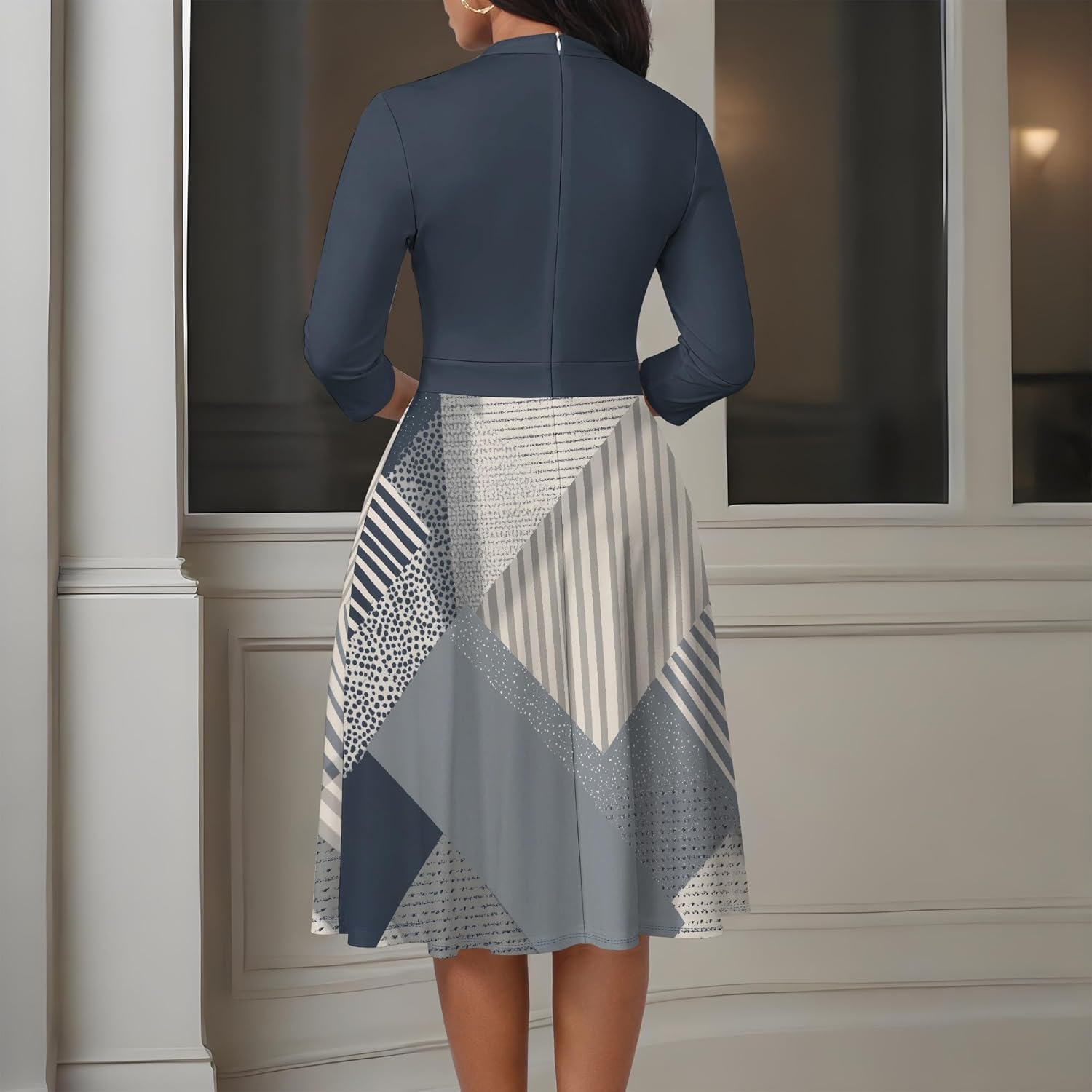 PinkPatty Women's Semi Formal Midi Dresses 3/4 Sleeve Knee Length Modest Dresses for Church Work XL - Image 6