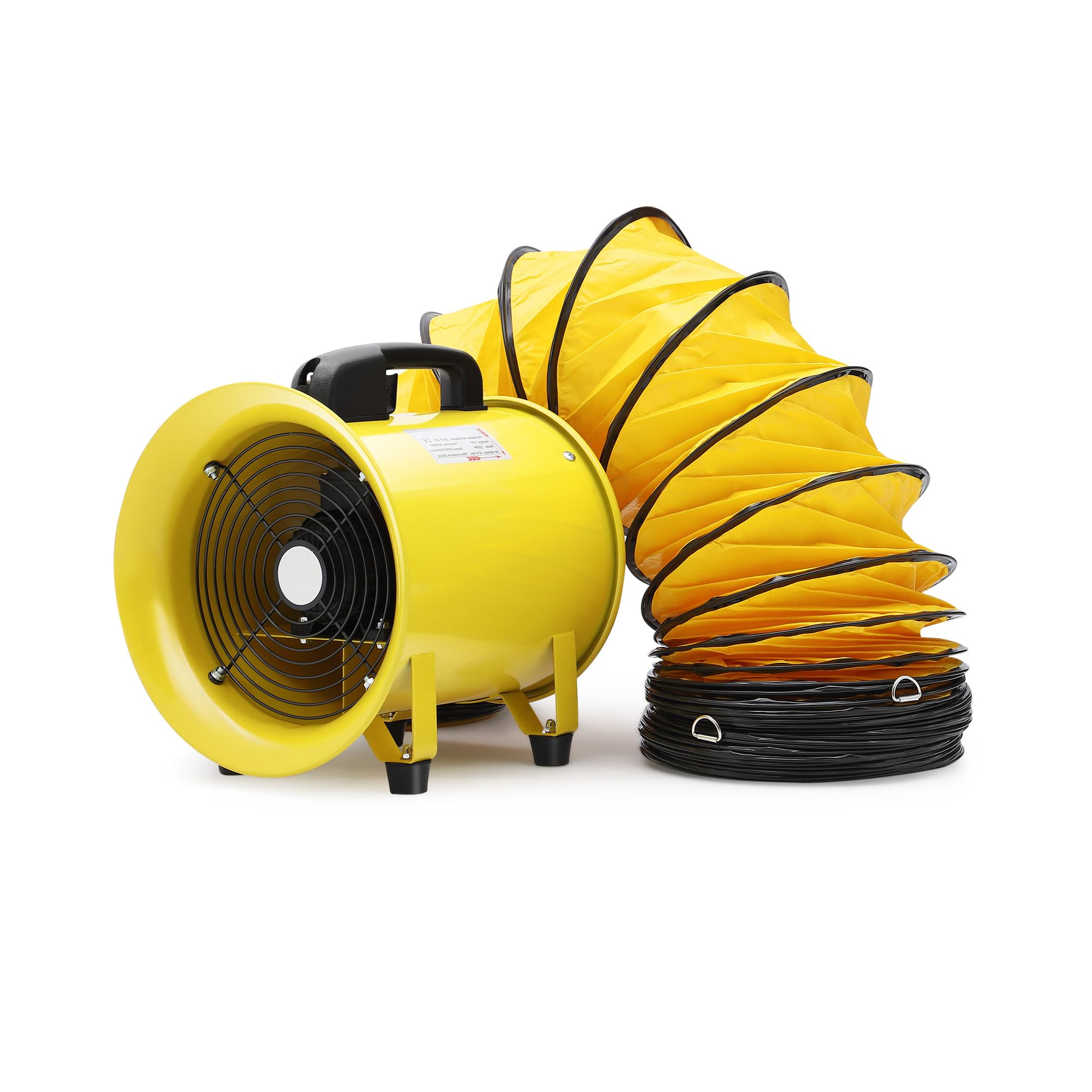 8 Inches Blower Fan,Exhaust Fan with 16.4 FT Duct Hose,195W 1070 CFM Heavy Duty Blower,Industrial Ventilator for Exhausting & Ventilating at Home and Job Site,Yellow