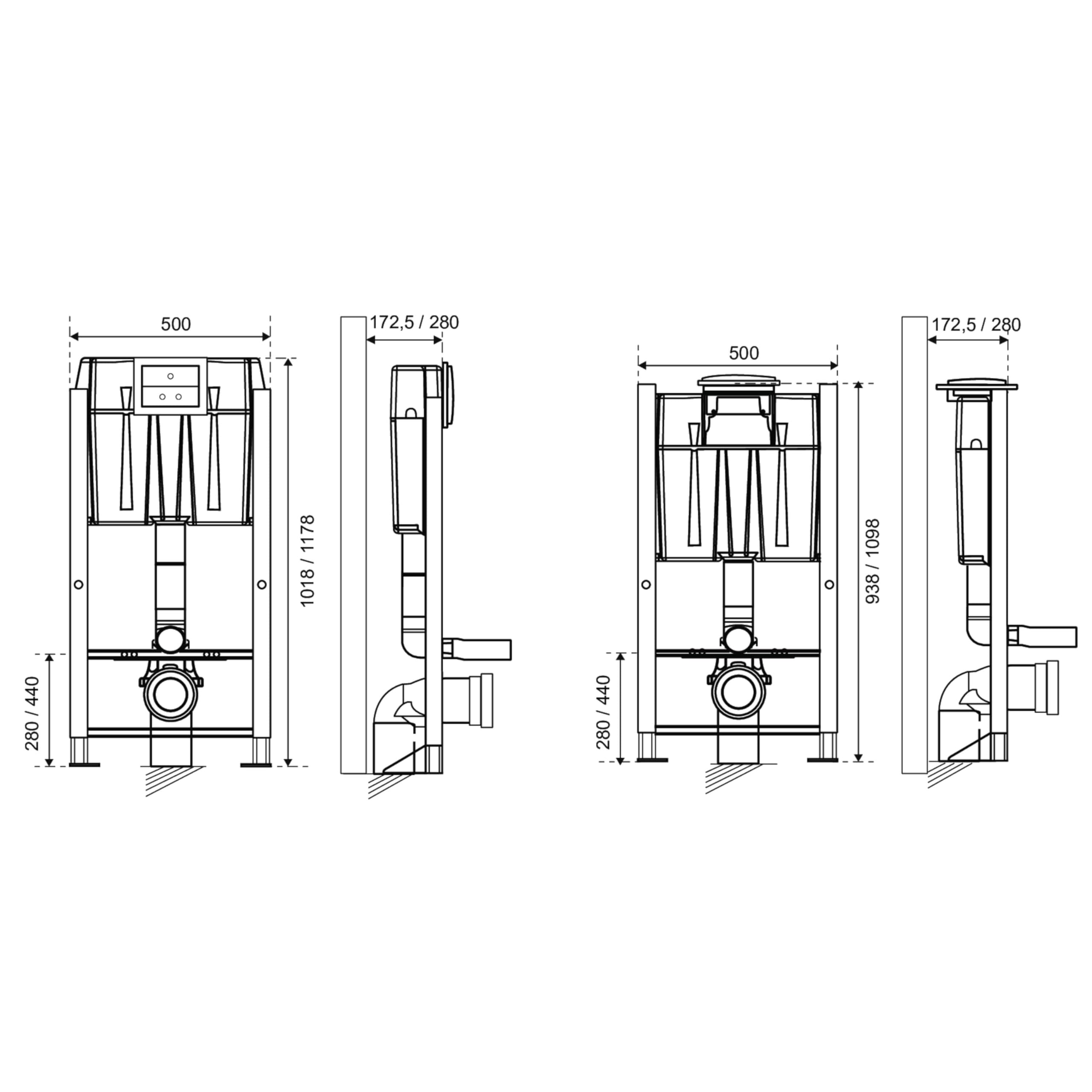 Wirquin 55724823 Wc suspendu imageo complet avec plaque de commande double chasse blanche