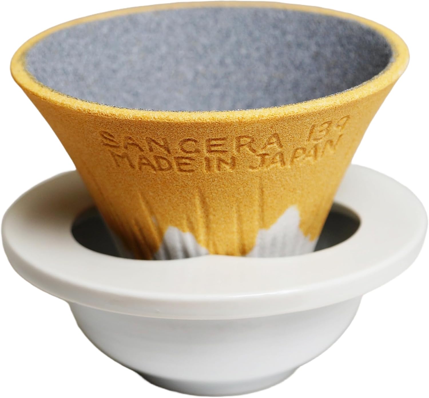 Mt. Fuji Ceramic Coffee Filter - Made in Japan - Reusable Dripper - Yellow