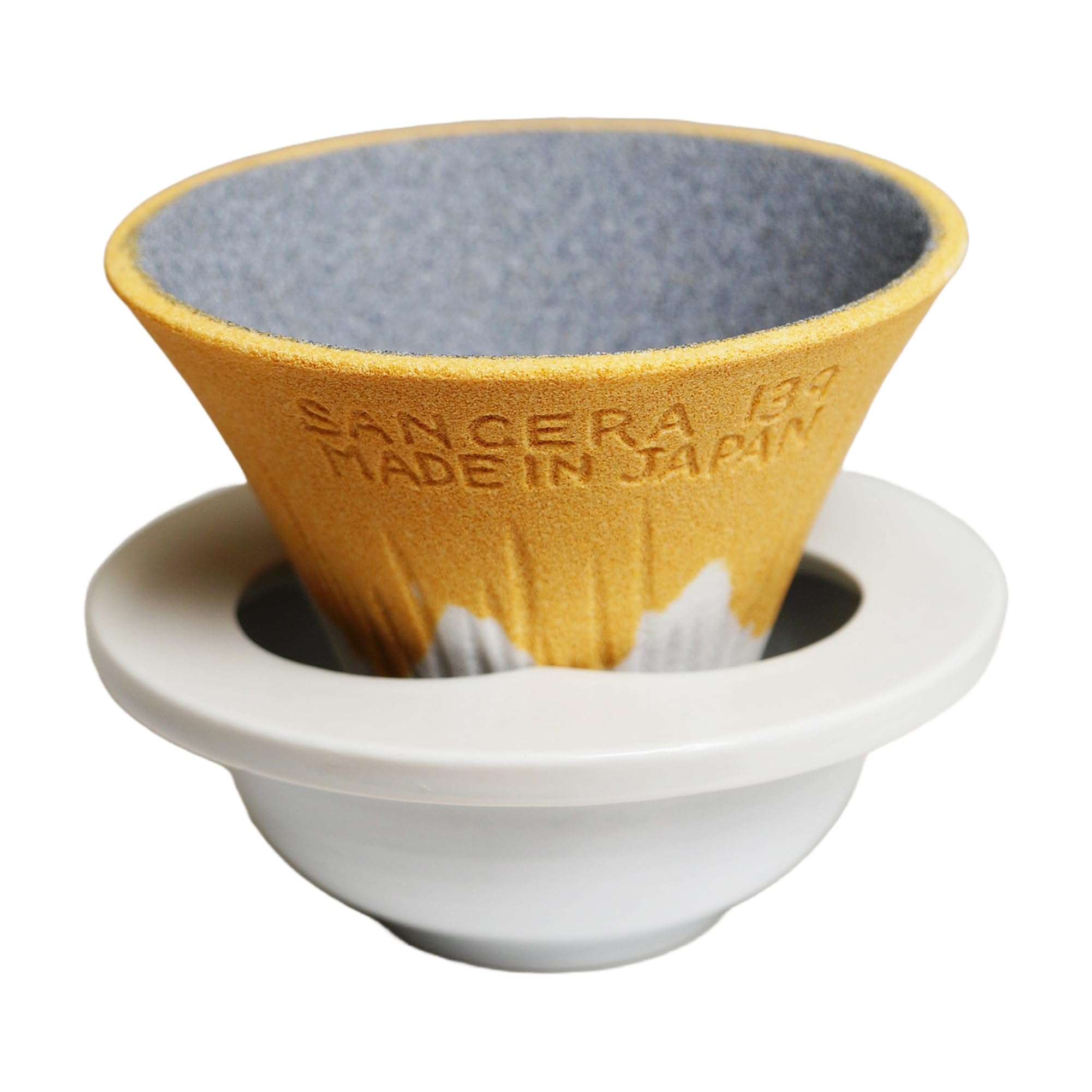 Filtre à café en céramique Mont Fuji jaune réutilisable fabriqué au Japon
