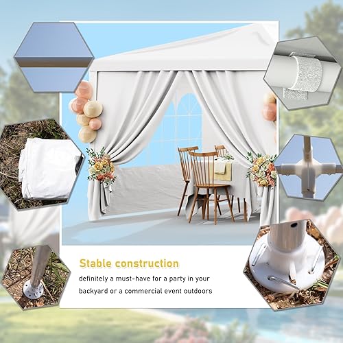 Miniatura 3 de Tienda de campaña para fiestas de 10 x 30 pulgadas con 8 paredes laterales extraíbles y ventanas transparentes, carpa exterior para eventos de