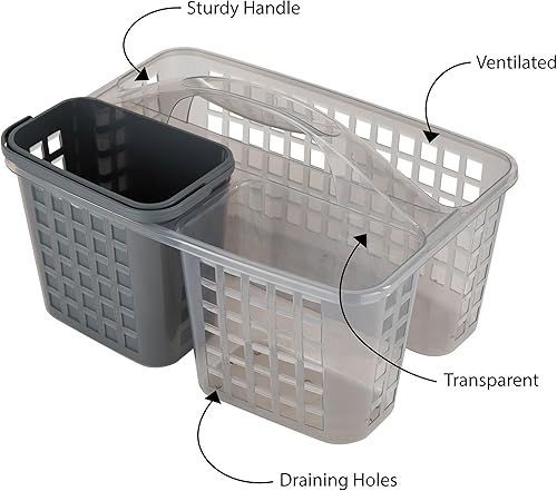 Miniatura 3 de Bath Bliss 2 en 1 portátil, organizador de ducha de baño para champú, acondicionador, jabón y cosméticos, en bolsa de baño gris (26118-GREY)