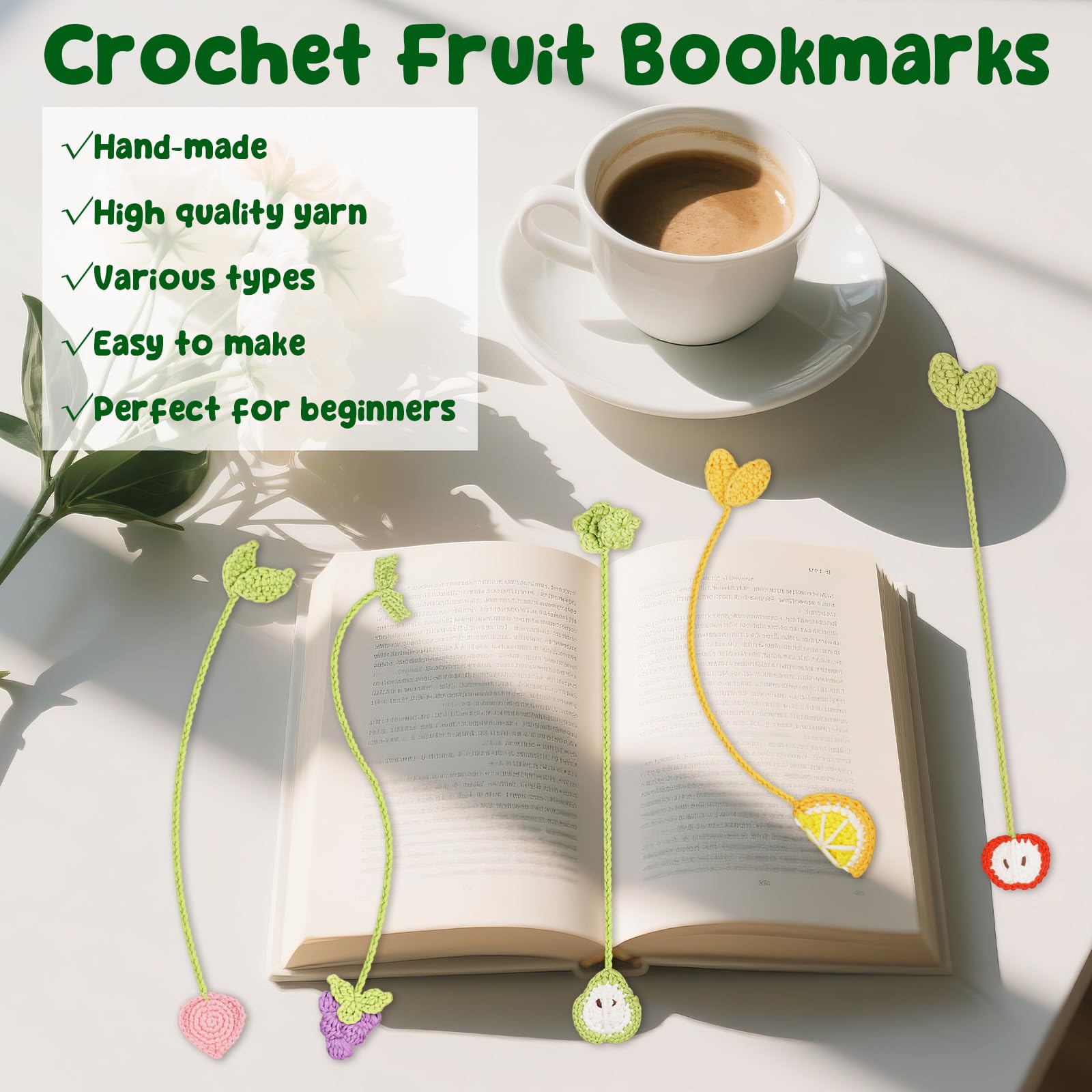 Beginner Crochet Fruit Bookmarks Kit - Easy Start -4