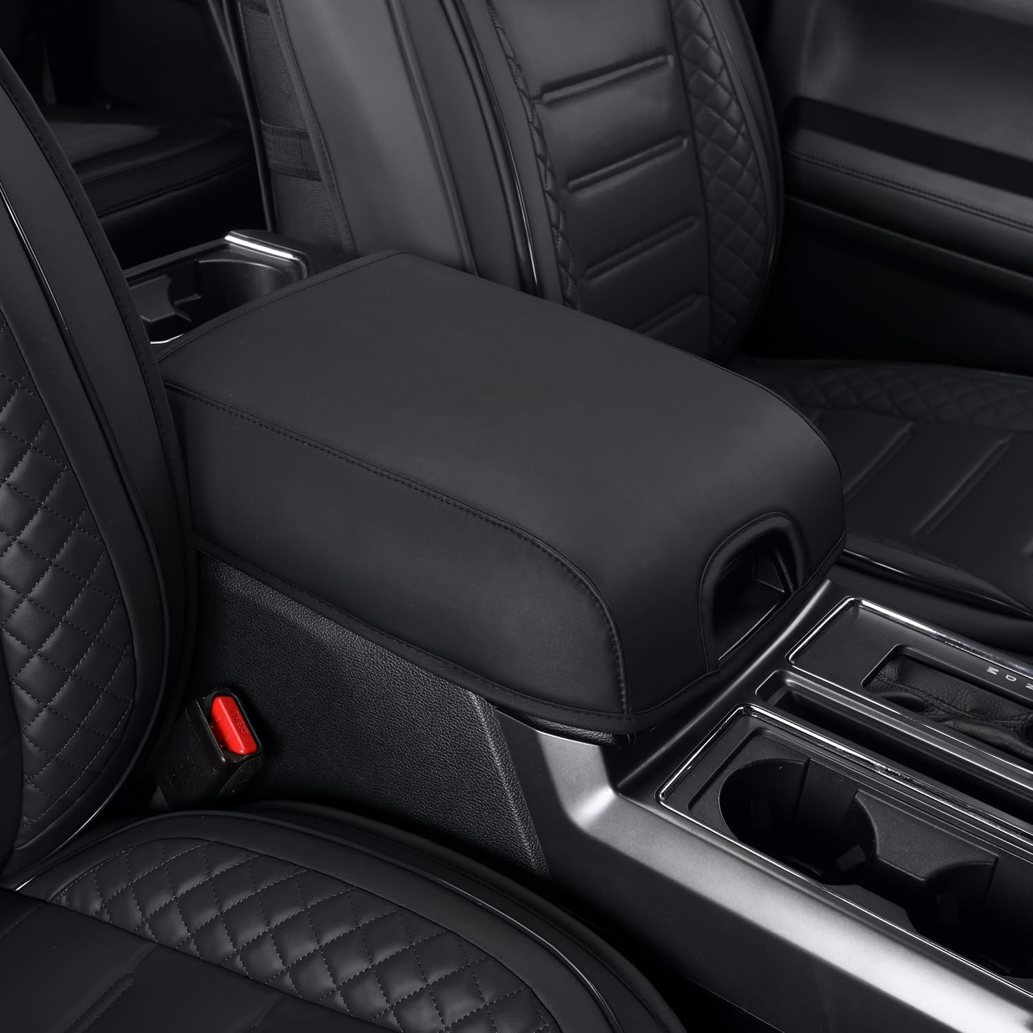 LUCKYMAN CLUB Front Seat Covers fit for 2015-2024 2025 F150 and 2017-2024 2025 F250 F350 F450 Super Duty Crew Cab SuperCab Regular Cab (Front 2 pcs, Black)