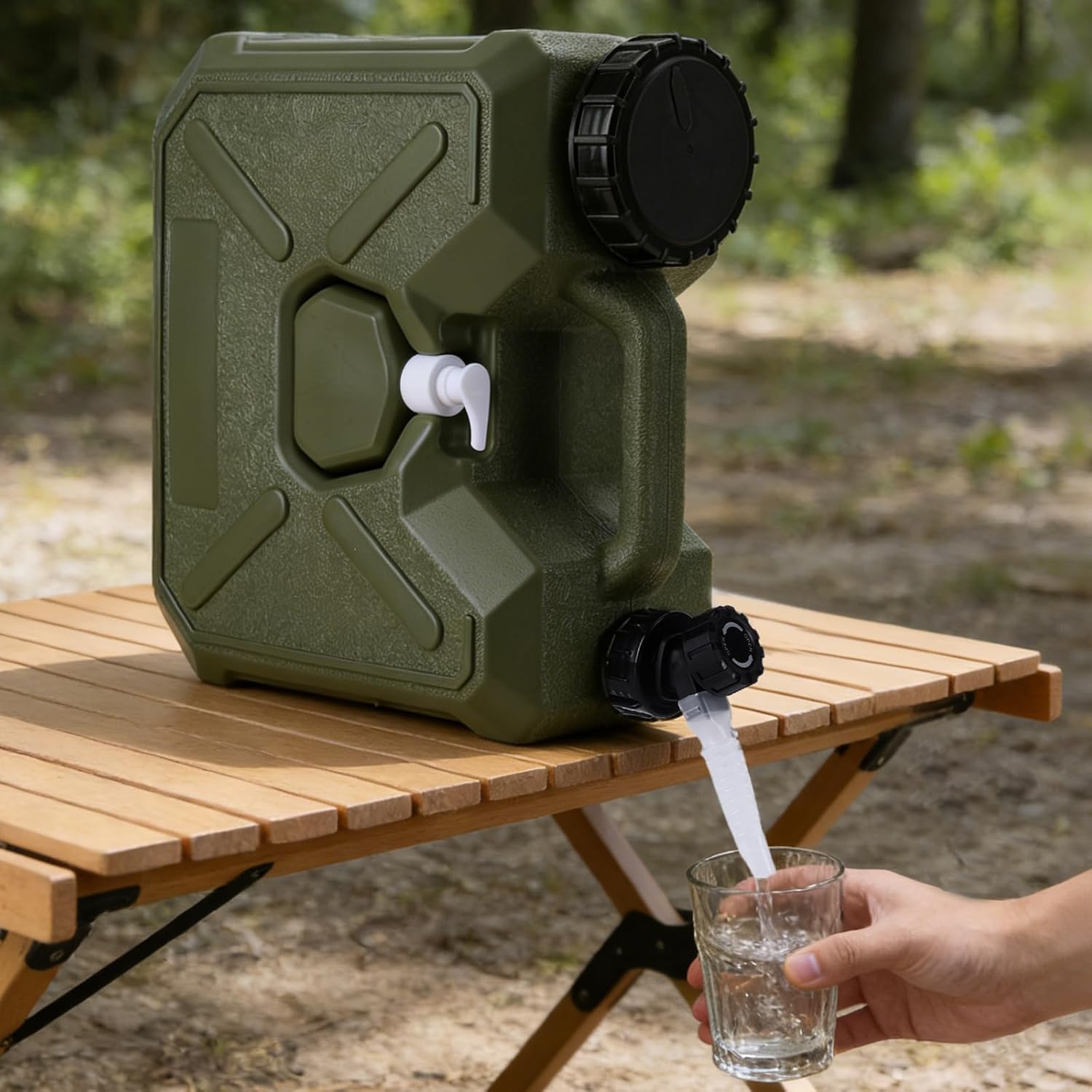 ASIEIT 4.76 Gallon (18L) Camping Water Container with Spigot, Portable Water Jug with Hand Sanitizer Bottle BPA Free Water Storage Tank, Camping Bucket for Outdoor Hiking, Emergency Storage