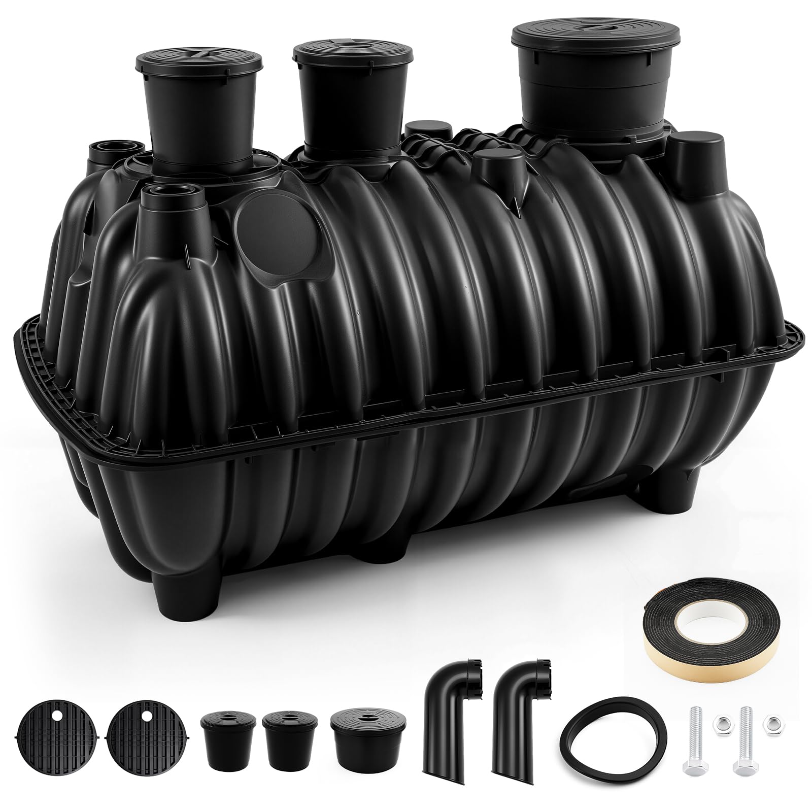 Photo 1 of BreezeHug 264 Gallon Large Underground Septic Tank Kit 68x39x36in Plastic Septic Tanks System Rectangular Settling Tank with Riser and Manhole Cover Anti-Corrosion PP Settling Tanks for 3-5 People