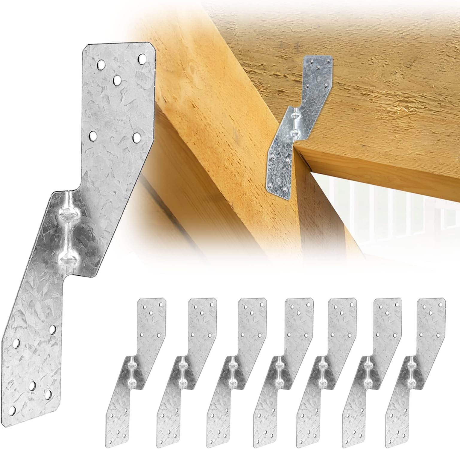 70 Pack 16-Gauge Hurricane Straps Brackets for Rafters Shed Roof, Heavy Duty Hot Dip Galvanized Left/Right Hurricane Ties, Joist Hangers, Rafters Ties, Hurricane Clips for 2X Deck Joists