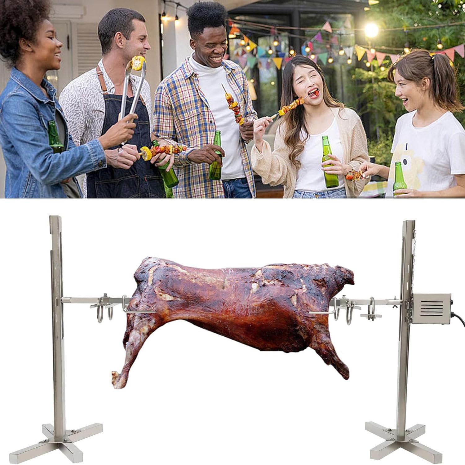 Kit Griglia Per Barbecue Elettrico, Girarrosto Automatico, Asta Per Girarrosto Grande In Acciaio Inossidabile, Barbecue Bar, Spiedo Per Ristorante Per Maiale Arrosto, Agnello Arrosto
